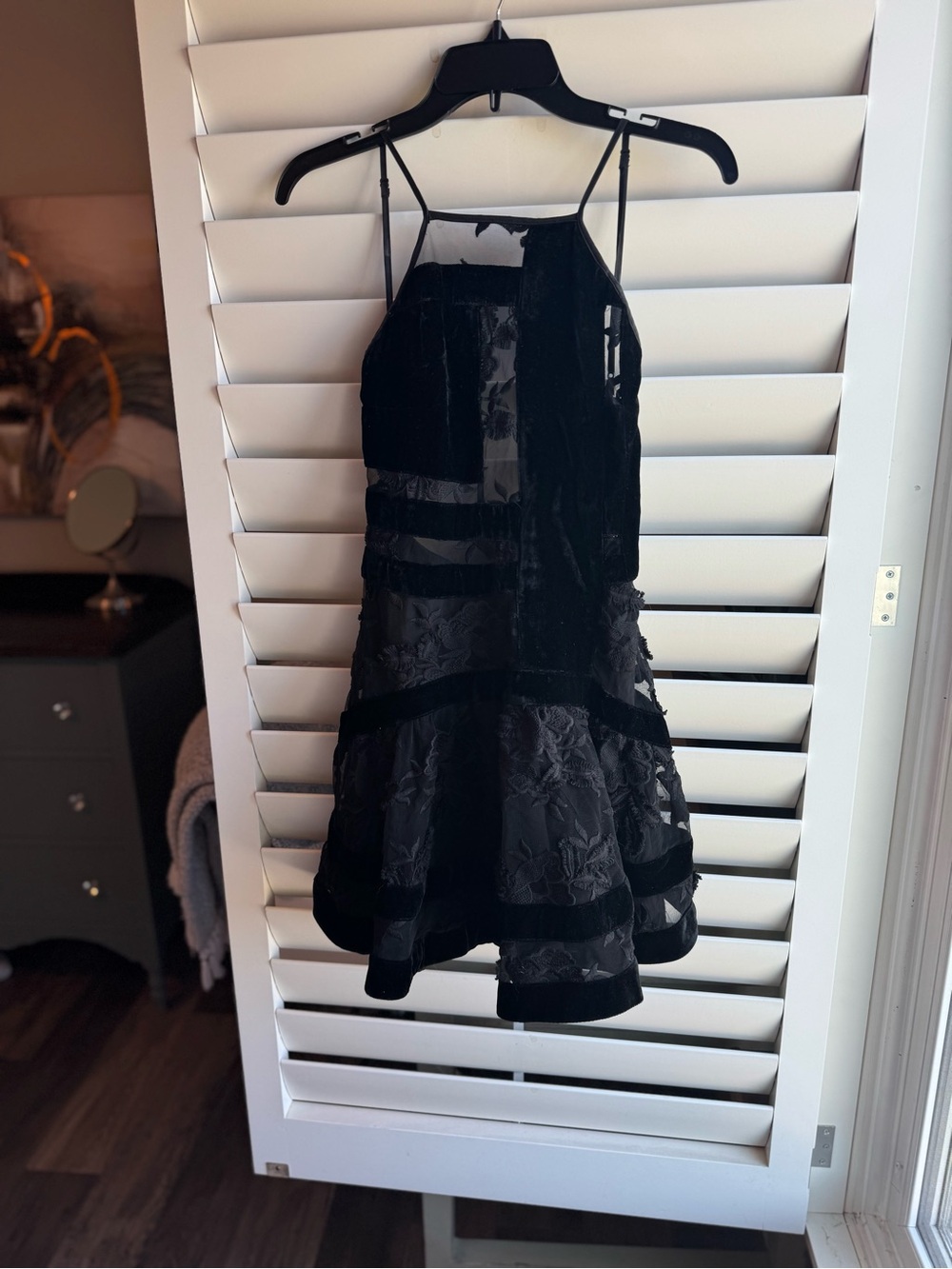 Urban Outfitters Black Lace Mini Dress with Sheer Panels